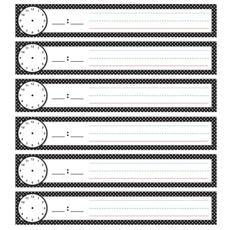 Ashley Productions Pocket Chart Inserts, Scheduling/Sentence Strip Cards, 2in. x 12in., B+W Polka Dots, 72PK 94804